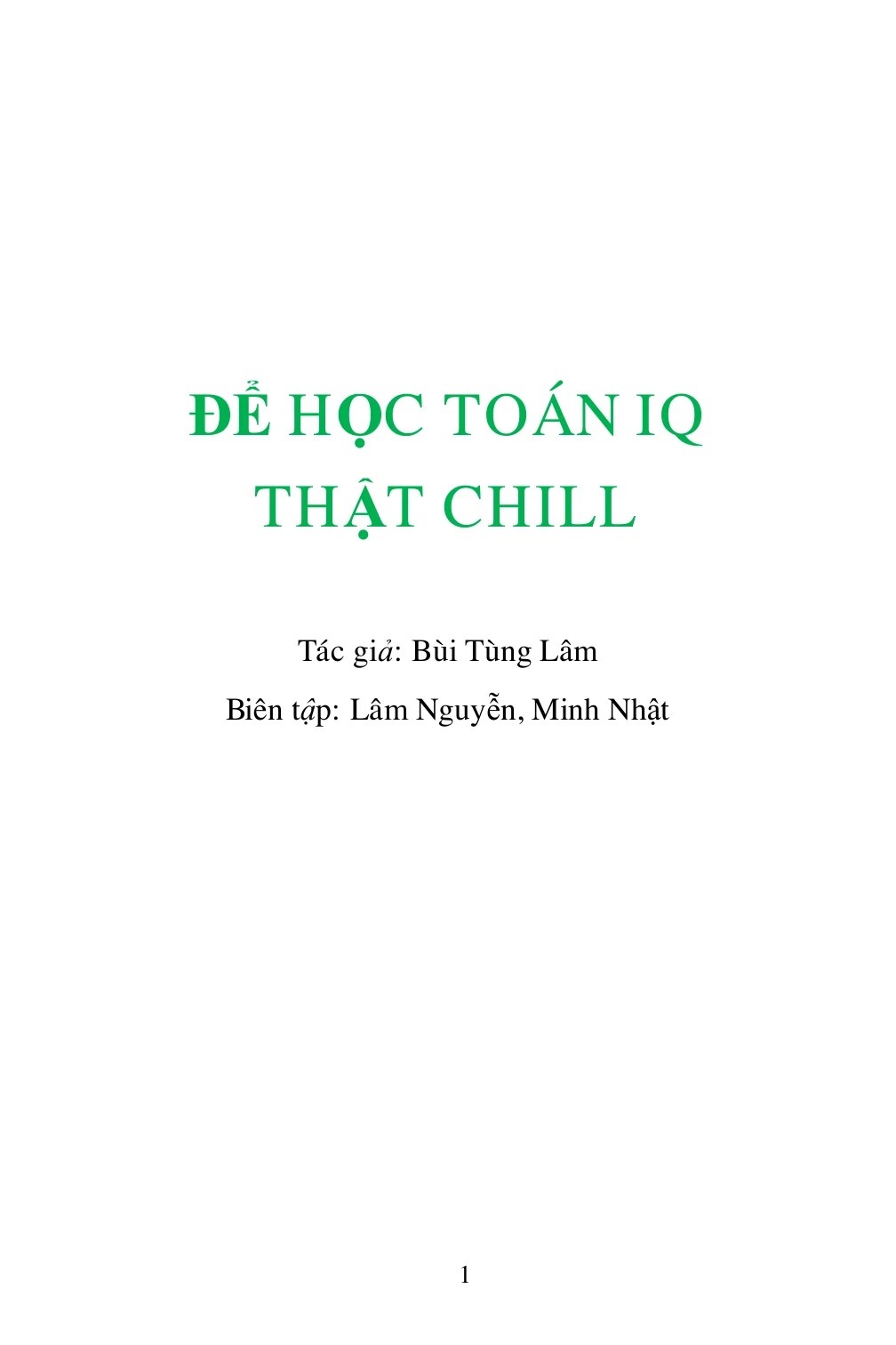 Trang 1 của sách Để học toán IQ thật chill
